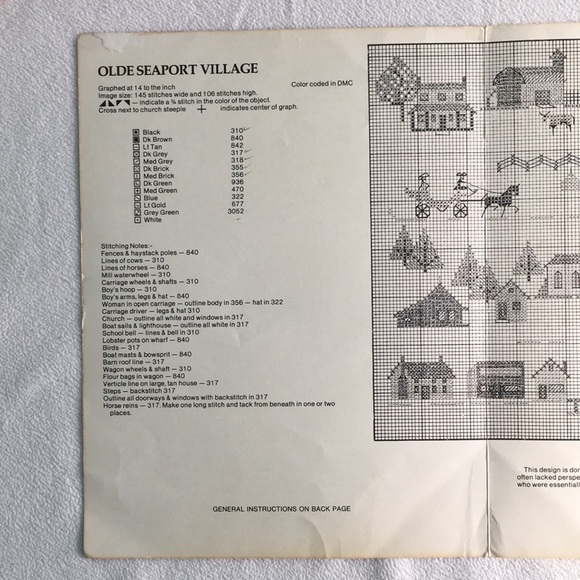 1981 “Olde Seaport Village: A New England Primitive” Cross Stitch Leaflet 🪡 - Picture 6 of 9